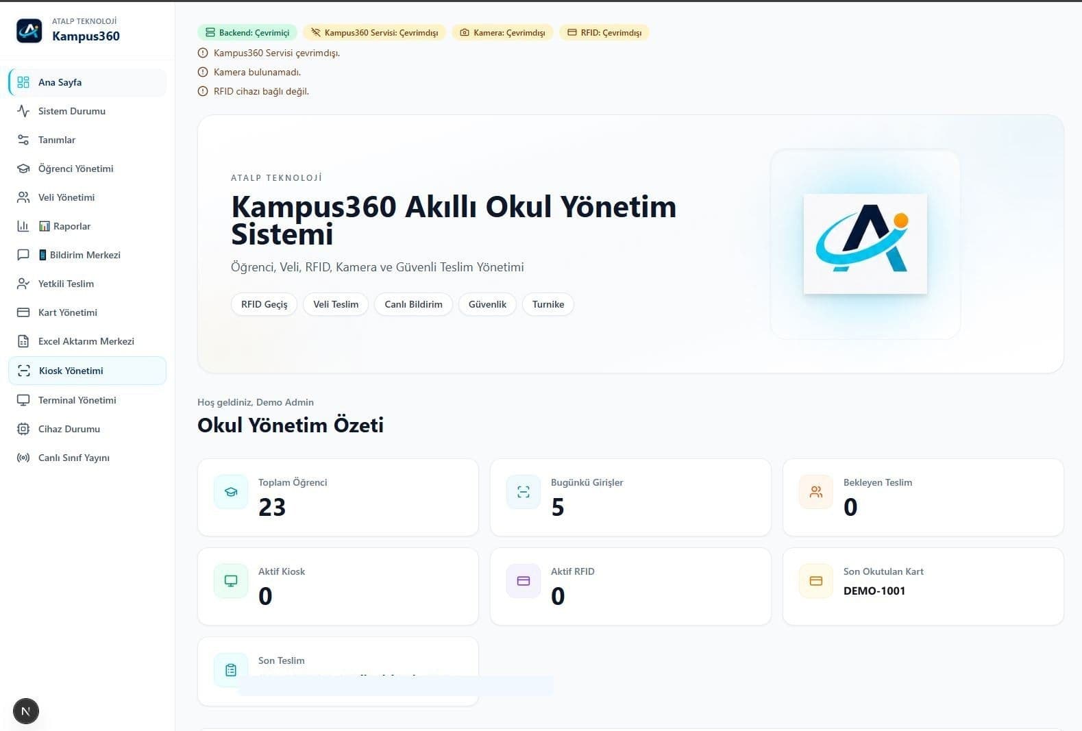 ATALP360 admin panel screen