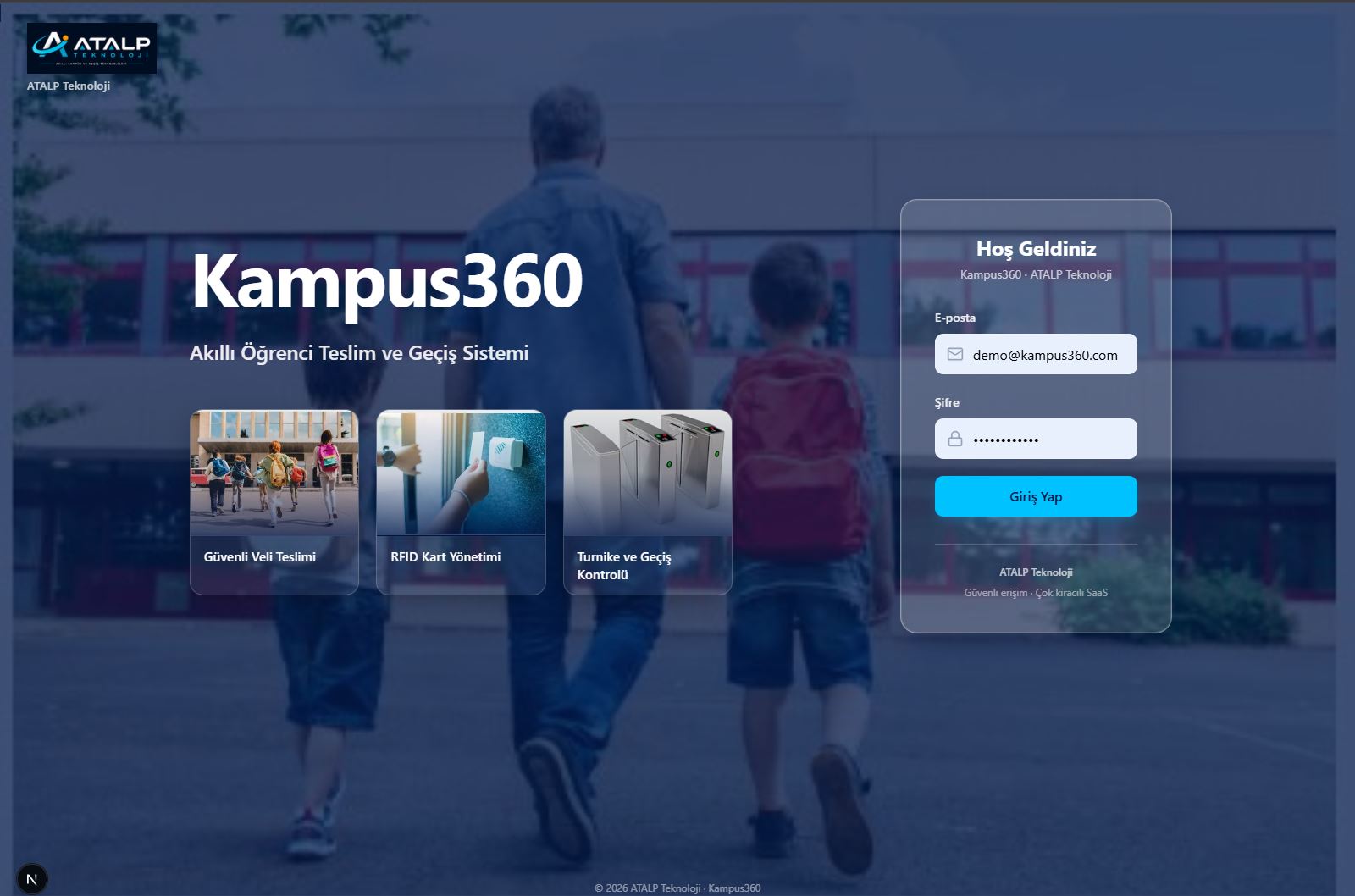 Kampus360 akıllı öğrenci teslim ve geçiş sistemi arayüzü